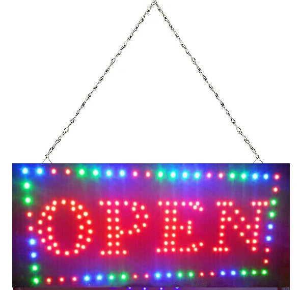 OPEN LED NEON SIGN STATIC ON LIGHT Plate 4 Business Shop Bar Restaura ...