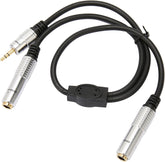 50cm Aux 3.5mm Male to Dual 6.35mm Female 1 to 2 Y Splitter Cable Stereo AV Adapters