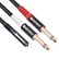 30cm 3.5mm AUX TRS Female to Dual 6.35mm Mono (ES23) TS Male Splitter AV Cables