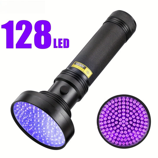 128 LED UV Light Blacklight Torch 23W 385-395nm For Money Pet Hotel Inspection