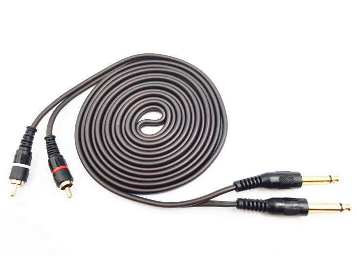 EVERTECH Dual 6.35mm 1/4 TS Mono Male to Dual 2 RCA Male Leads Audio AV Cables