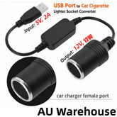 12W USB to 12V Car Cigarette Lighter Socket Adapter Cable Car Accessories