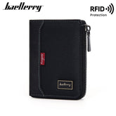 Men's Slim RFID Wallet Stylish Short Bifold Coin Purse with Zipper Colorblock Home Essentials