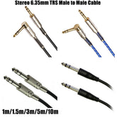 L 90° Amplifier Stereo 6.35mm 1/4 jack TRS Cable Male to Male Guitar AV Cable