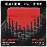 Magnetic Nut Driver 12Pcs Set Metric Imperial Socket Drill Bit Adaptor 1/4" Hex DIY & Home Tools