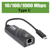 1000Mbps Type-C to RJ45 Ethernet Adapter Data & Communication