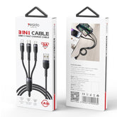 Yesido 3A 3-in-1 Charging Cable USB Type-C 8pin Micro-USB For Iphone Samsung Mobile Accessories