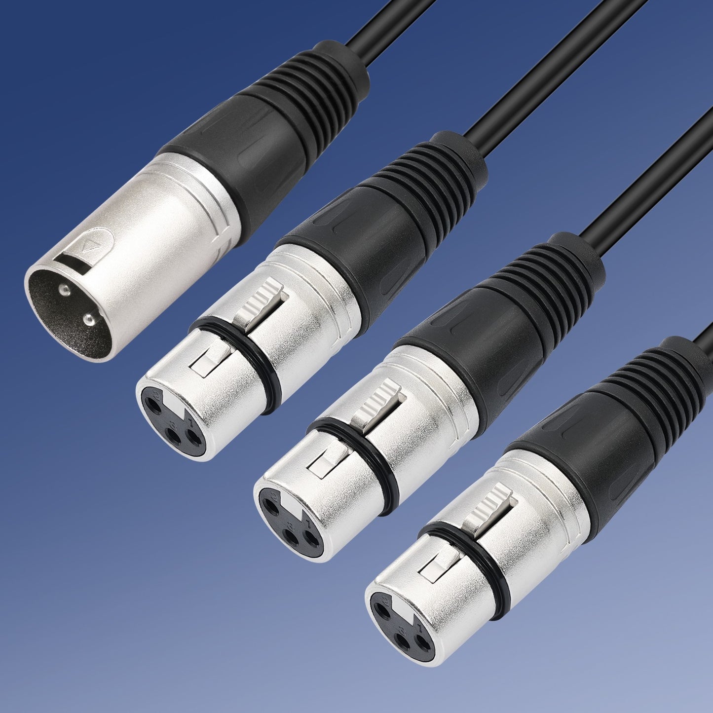 60cm XLR Splitter Cable 1 Male to 3 Female Microphone Audio Adapter Balanced