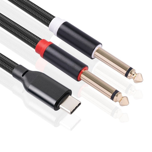 1m USB C Type C to Dual 6.35mm 1/4 inch mono Cable ES10 AV Cables