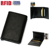 RFID Blocking PU Credit Card Holder Auto-eject Men Wallet Money Cash Clip Purse Home Essentials