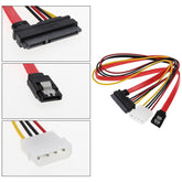SATA Data Power Cable 22Pin (7+15) to SATA & 4pin Data and Power For Hard Drive PC Accessories