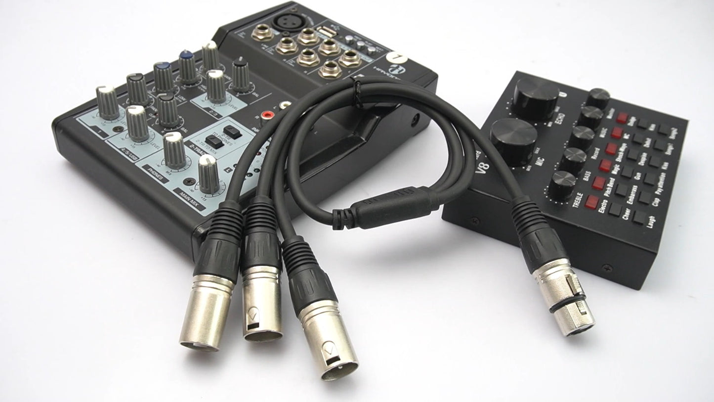 60cm XLR Splitter Cable 1 Female to 3 Male Microphone Audio Adapter Balanced