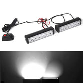 1 Pair of White Car LED Strobe Warning Lights Car Accessories