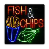 Epoxy FISH & CHIPS LED Sign 60x60cm Ready-Made LED Signs