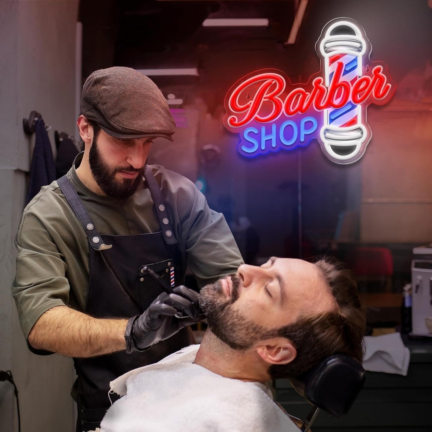 33x39cm USB Powered Barber Shop Neon Sign LED Sign for Hair Salons & Barbershop