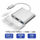 Type-C to Female USB-C HUB HDMI KS63-1 4K HD Data Charge Cable 3 in 1 Adapter