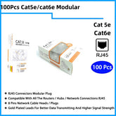 100Pcs RJ45 8P8C Connector Modular Network Cable Plug Data & Communication