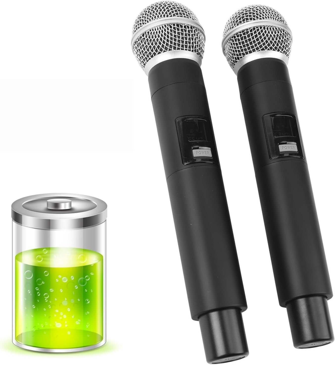 Dual Rechargeable Wireless Microphone UHF 1 for 2 Cordless Handheld W/ Receiver