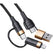 PD 60W Charging 4 In 1 3A Micro USB & Type-C 8pin Braided Data Cable Mobile Accessories