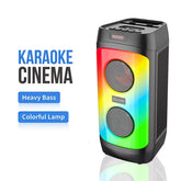 Bluetooth Party Karaoke Speaker RGB Lights with 1 Wired Mic Party Effects