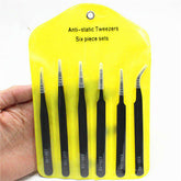 Stainless Steel Tweezer Set 6Pcs ESD Anti-Static Tweezers Kit GS11 DIY & Home Tools