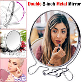 8" Round Cosmetic Makeup Double Sided Table Desk Mirror 2x Magnify Folding Zoom Home Essentials