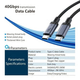 240W USB 4.0 C to C Cable Support 40Gbps 8K Video Mobile Accessories