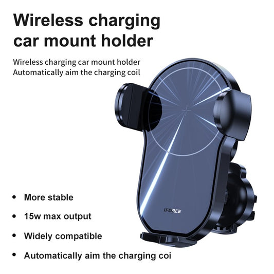 IFORCE W4 Wireless Auto-Sensing 15W Fast Charging Phone Car Holder