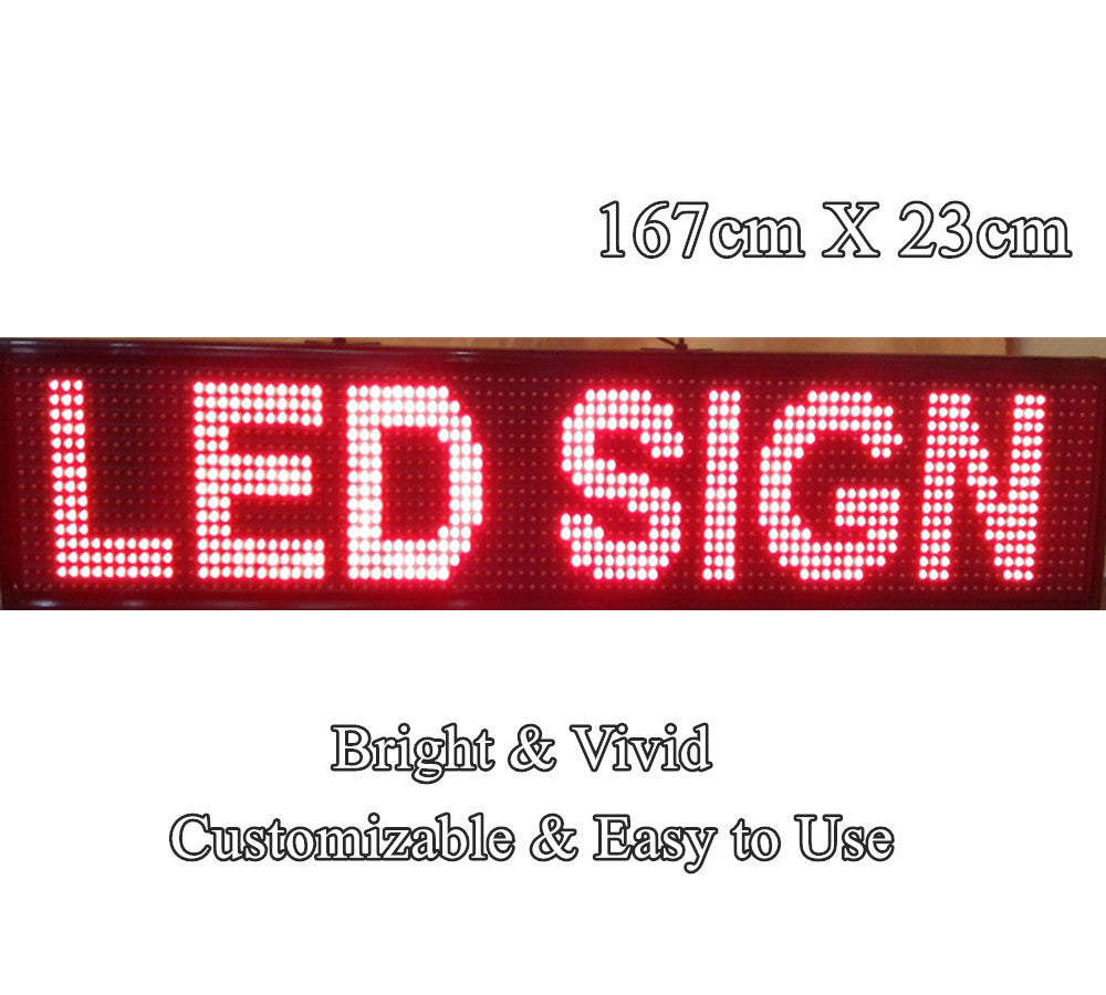 Indoor Red Colour Programmable LED Sign 167x 23cm