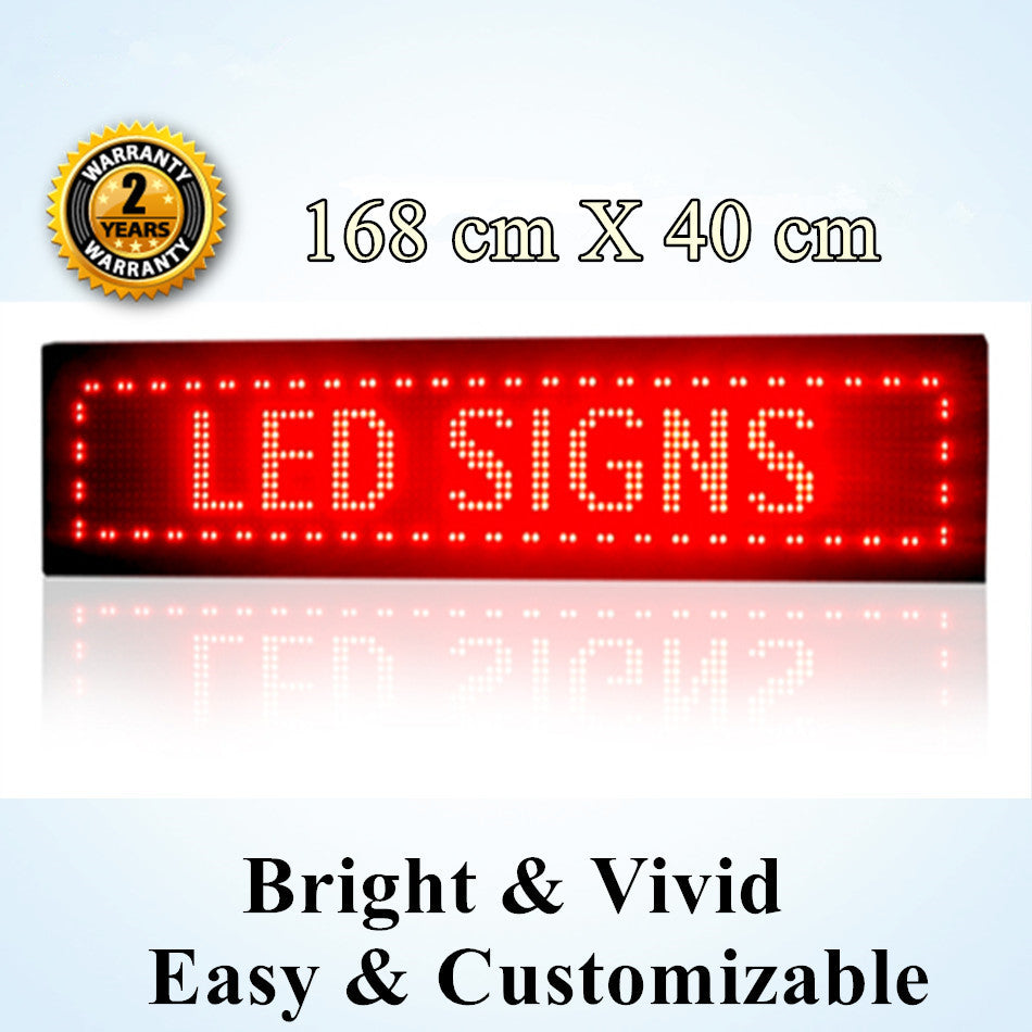 OUTDOOR RED Colour Programmable LED Message Sign 168 x 40 cm