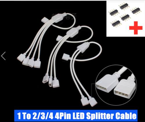 4 Pin 1 to 2 3 4 Splitter Cable Cord Connector For RGB LED Strip