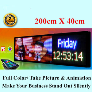 Indoor 7 Colour Programmable  LED Message Sign 200 X 40cm