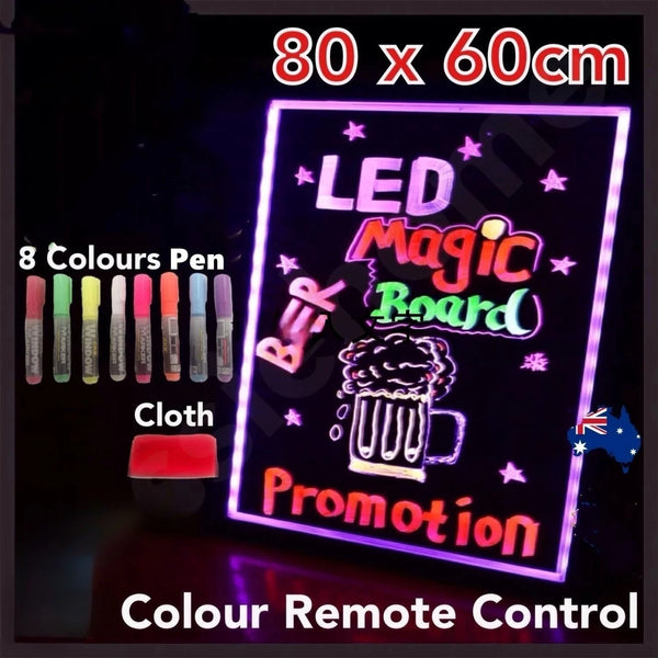 LED Writing Board RGB Colored w/ 8Pcs Marker Pens 3 Sizes LED Sign