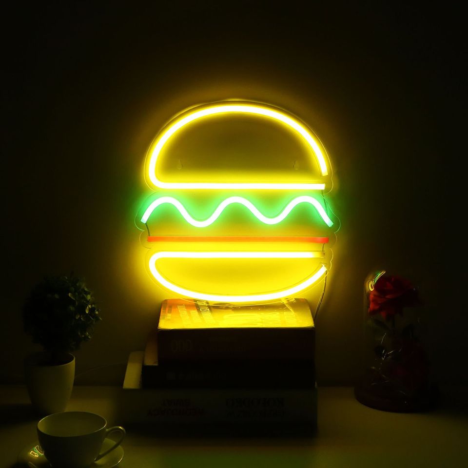 Hamburger LED Sign Neon Lights USB Powered