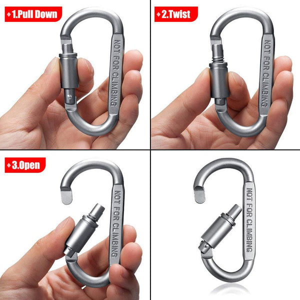 Grey Aluminum Lock Carabiner Clip Snap Hook Screw Keychain Gadgets
