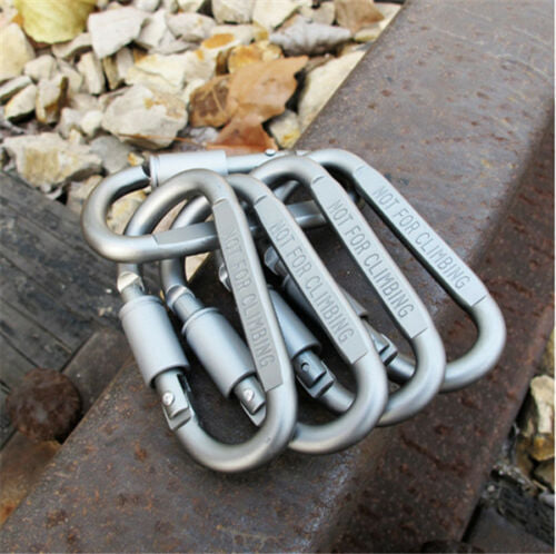 Grey Aluminum Lock Carabiner Clip Snap Hook Screw Keychain Gadgets
