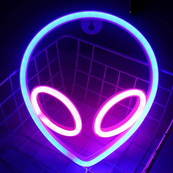 Alien Pink Blue Neon Light LED Sign Kids Bedroom Bar Wall Decoration