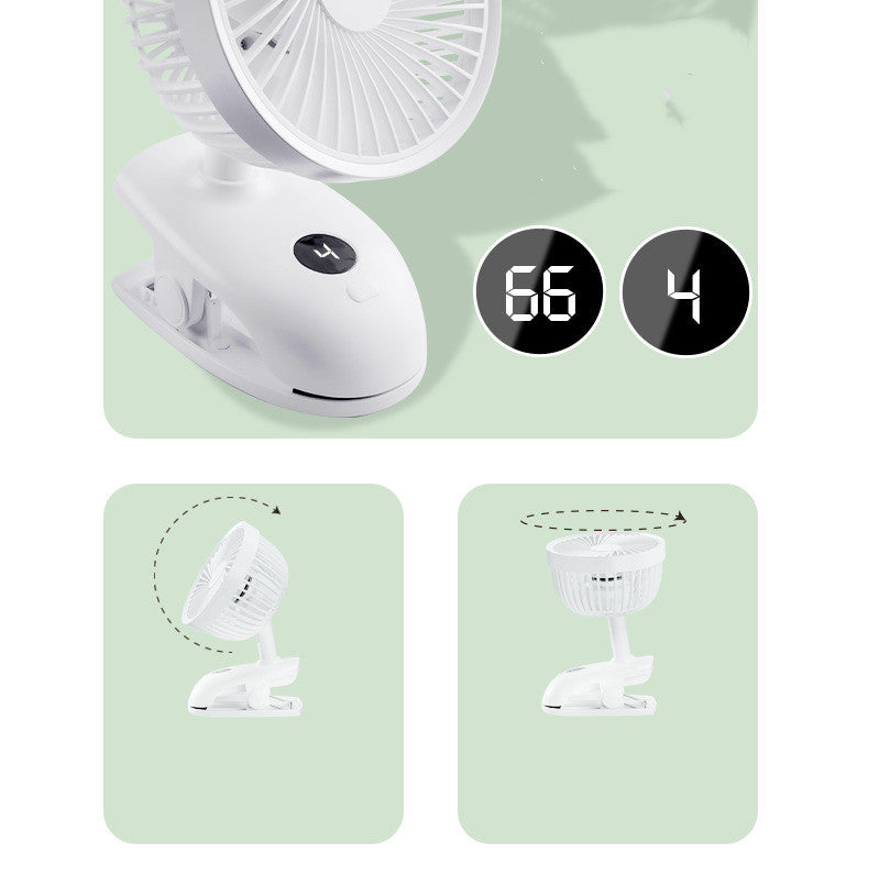Portable Mini Fan Travel Rechargeable USB Clip On Desk Bed Fan Gadgets