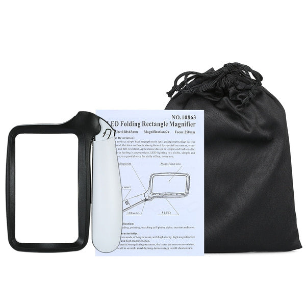Hand Held Folding 2x Rectangle Magnifier