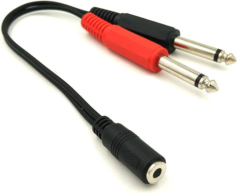 3.5mm AUX TRS Stereo Female to 2 Dual 1/4 Inch 6.35mm Mono TS Male Y Splitter
