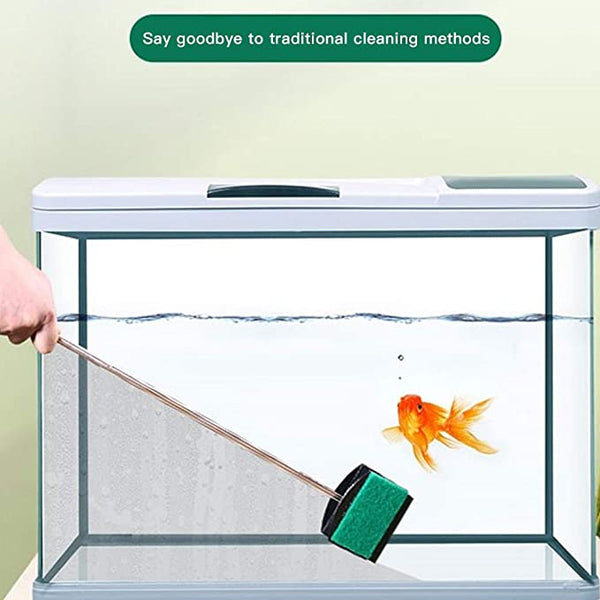 Aquarium Fish Tank Double Sided Brush Density Cleaner W/Long Handle 47cm