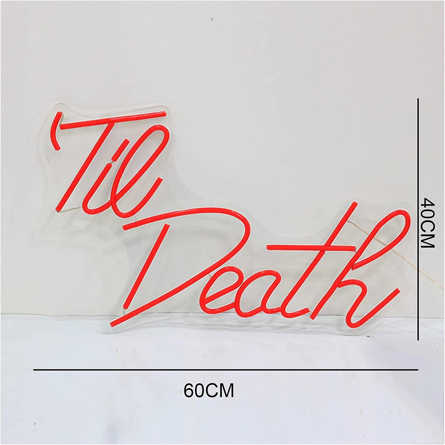 'Til Death' LED Sign Neon Light For Wedding RED 58x39cm