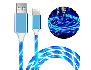 1.5m Blue Light Flow LED Type C Lightning Charger Cable