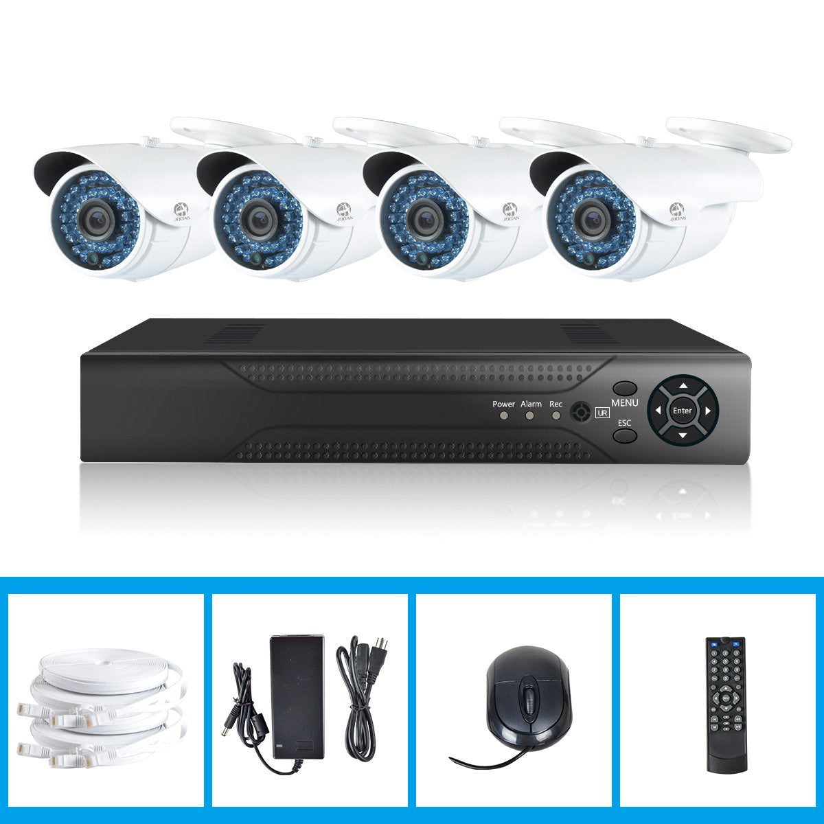 HD IP Security CCTV System NVR KIT 1TB+ 4 x IP Camera + NVR + Cables