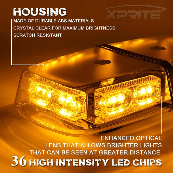 LED Magnetic Amber Warning Light Strobe  Emergency Flashing Beacon 12/24V 36W For Car Pros SC11