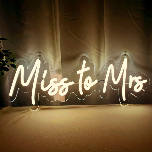 ' Miss to Mrs ' 12V LED sign Neon Light for Wedding Bridal Shower