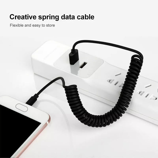 1m Coiled Spring Type-C USB C Charging Cable for Samsung HTC Xiaomi