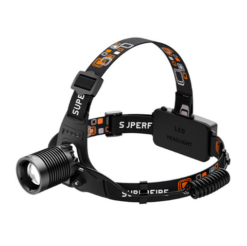 SuperFire Headlamp Torch Rechargeable Zoomable 1500LM HL53