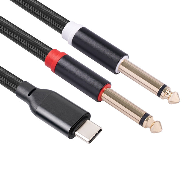 Premium Type C to Dual 6.35mm 1/4 inch mono Audio Cable
