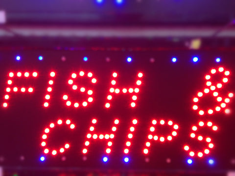 "FISH & CHIPS" LED Sign 48x25cm